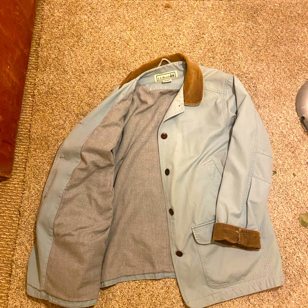 L.L. Bean Blue Chore Corduroy Collar Coat